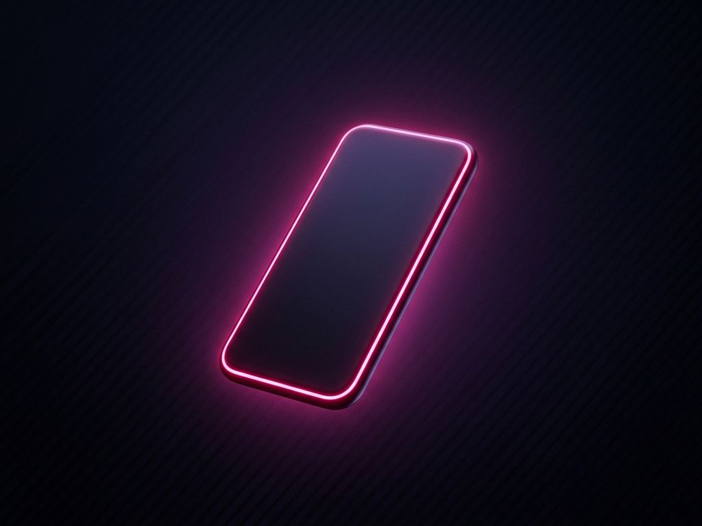 Abstract smartphone form with neon pink edging