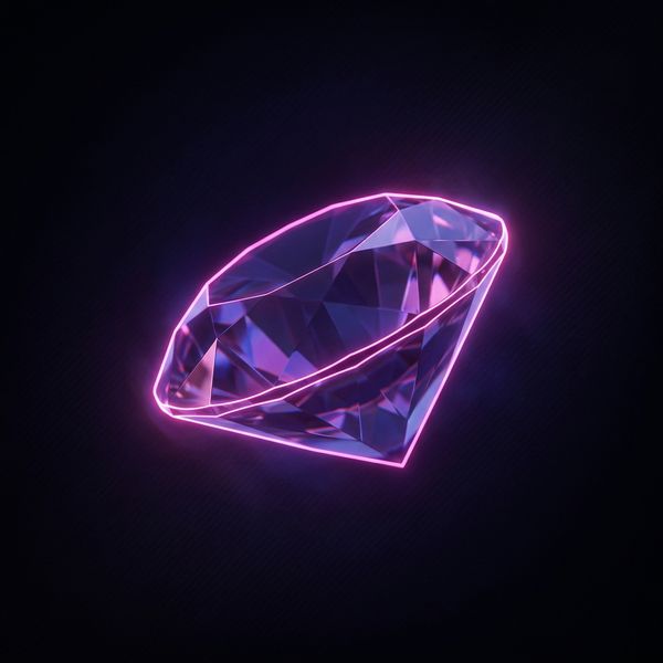 Faceted crystal gem with neon pink rim-light
